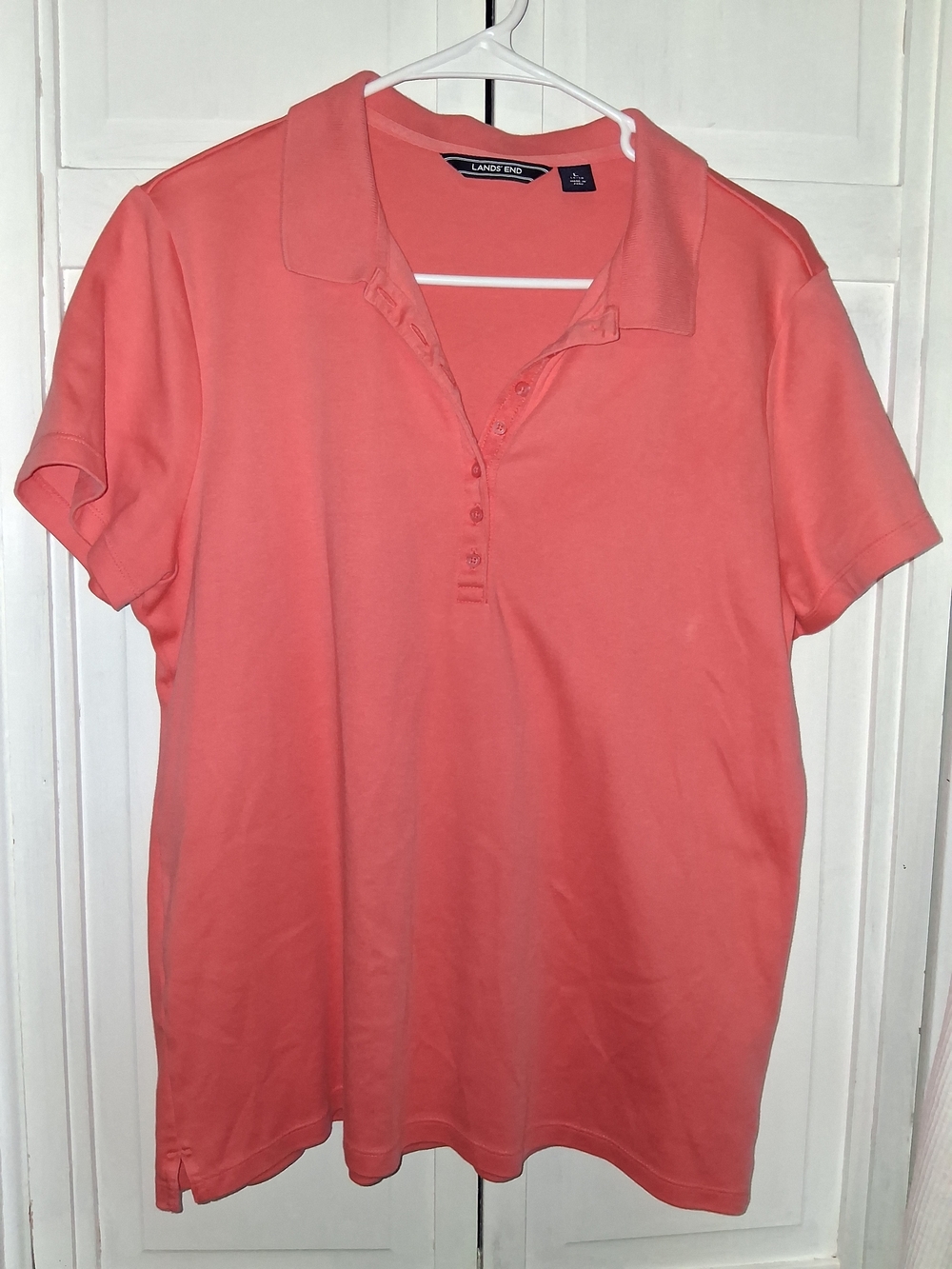 Lands' End Active Women's Coral Short-Sleeve Golf/Tennis Polo
